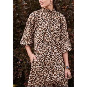 Tyler Boe Pammie Dress Leopard Print Brown Black Shift, TYLER BOE ANIMAL PRINT